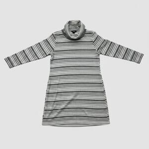Tacera Gray White Striped‎ Sweater Dress Cowl Neck Long Sleeve XL